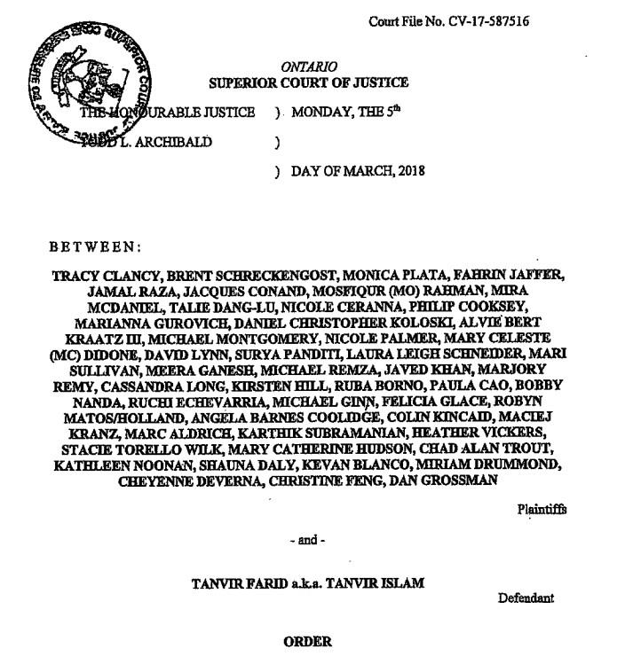 Order Against Tanvir Farid NOT Our Site